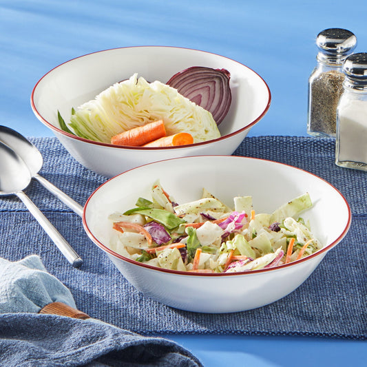 Corelle® Radiant Red Banded 1-quart Serving Bowls, 2-pack