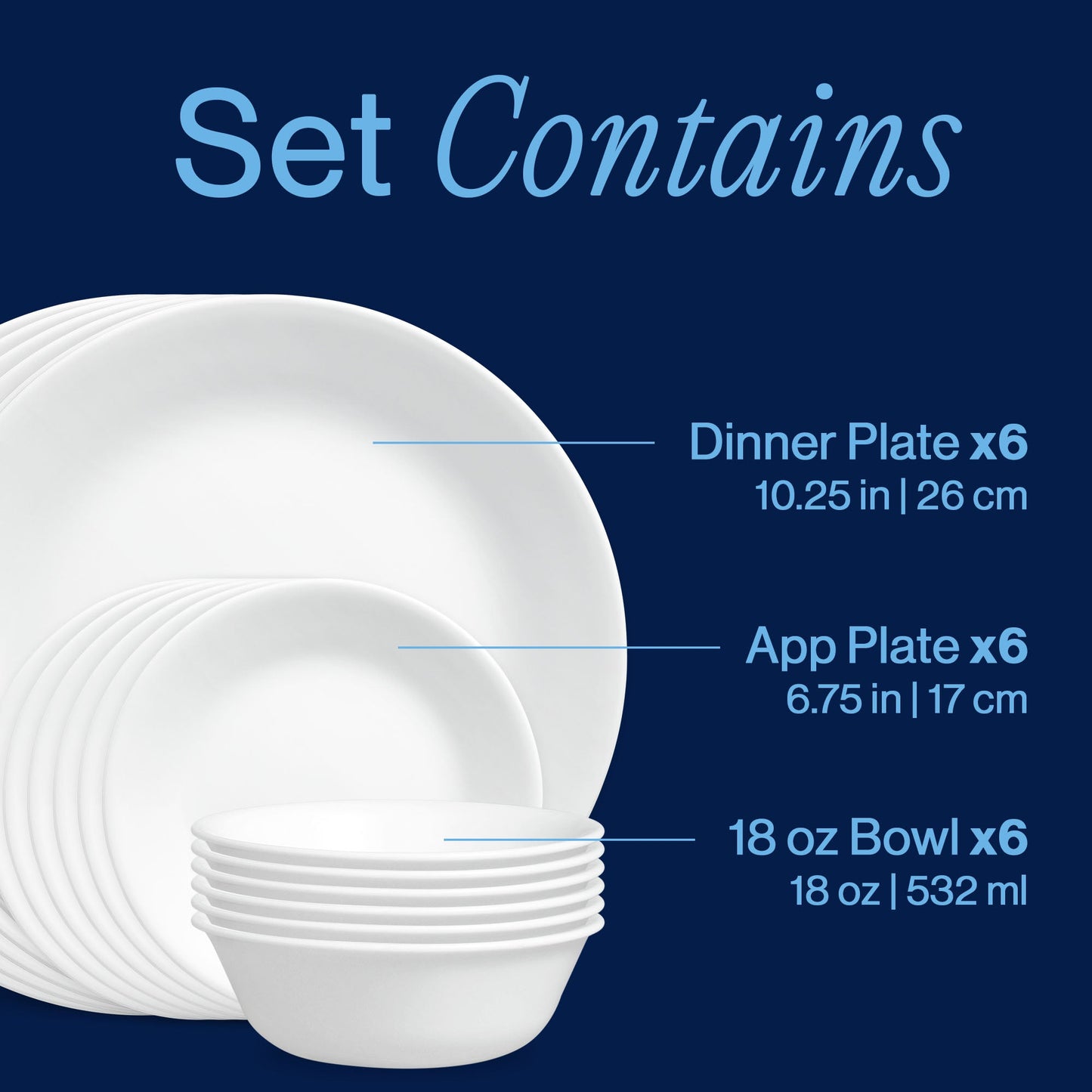 Corelle® Winter Frost White Dinnerware Set – Service for 8 + Meal Bowls