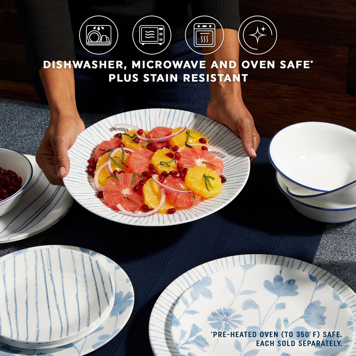 Corelle® Botanical Stripes 10.25" Dinner Plate, 6 pack