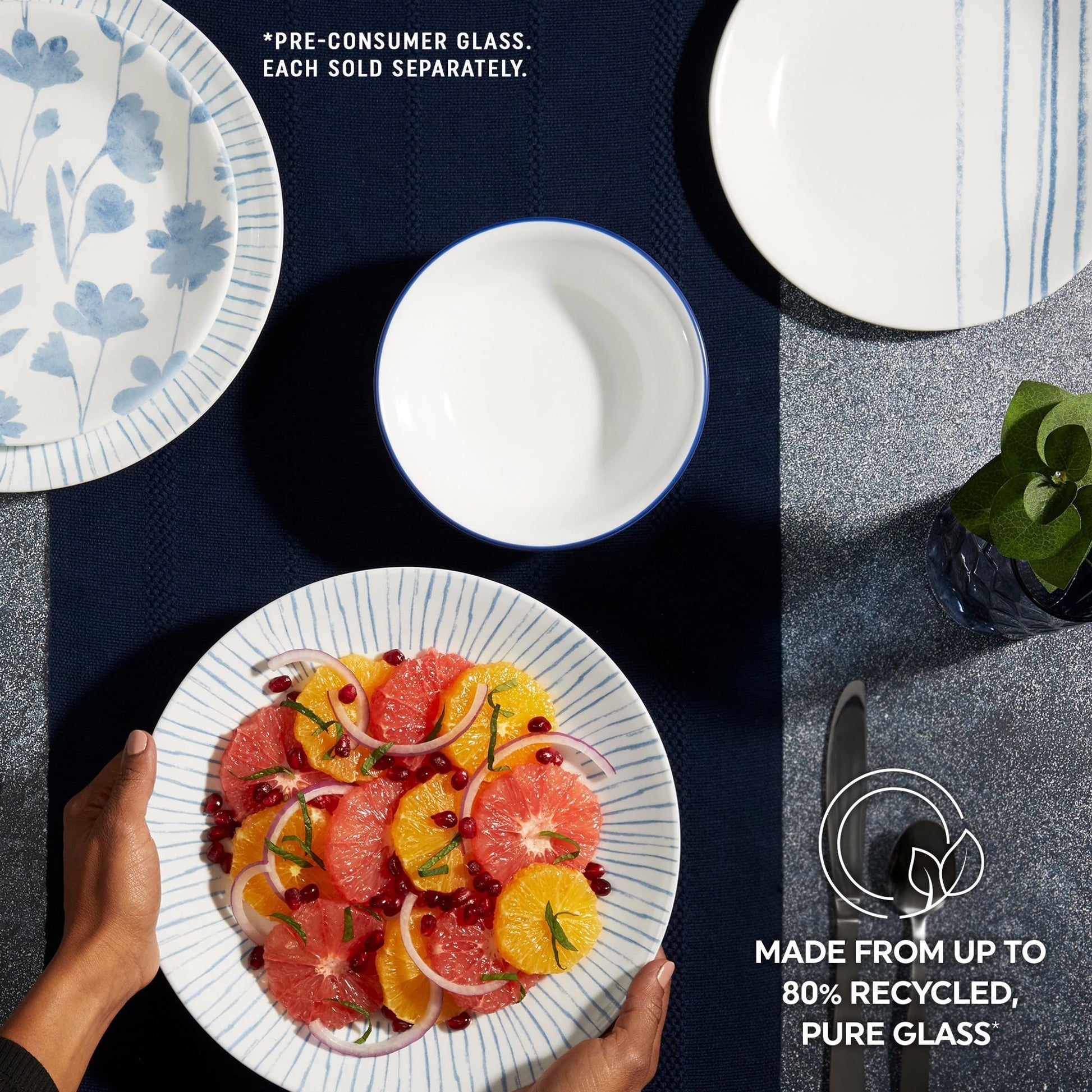 Corelle® Botanical Stripes 8.5" Salad Plates, 6 Pack